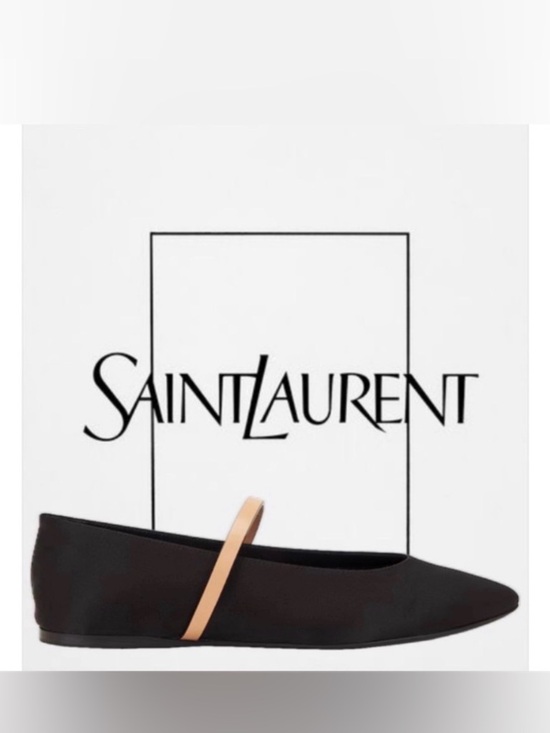 Saint Laurent Shoes - NIB [Saint Laurent] Ballerina Black Satin & Leather Flats Women's EU 39 / US 9